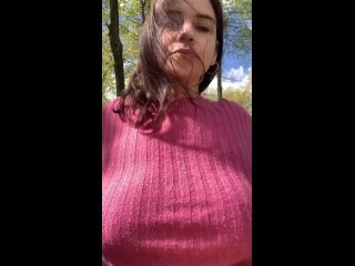 she showed her big tits | shows her breasts porn | big boobs i have the park to myself, what a shame